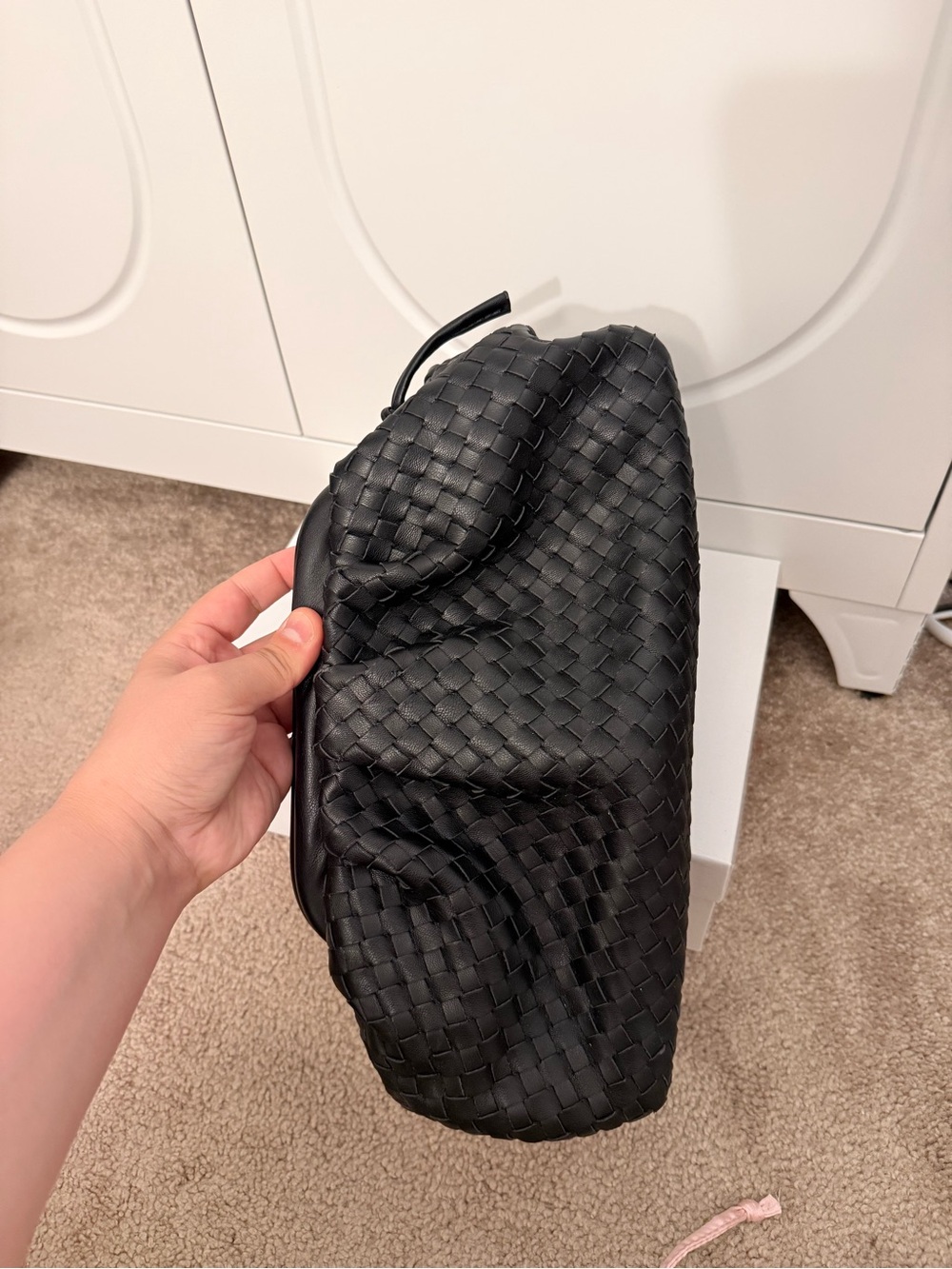 Anthropologie Black Woven Leather Wristlet Clutch - Picture 2 of 6